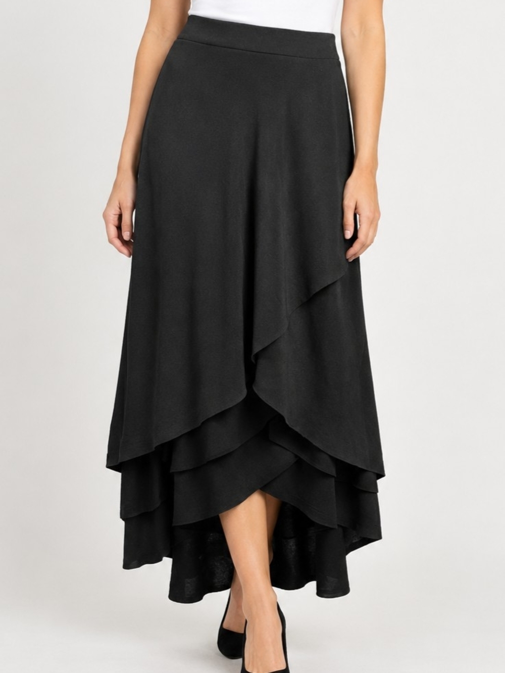 Jessica Black Tiered Maxi Skirt Size 8